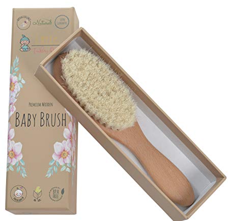 Little Tinkers World Natural Wooden Baby Hair Brush - Healthcare and Grooming for Newborns & Toddlers, Ideal for Baby Registry
