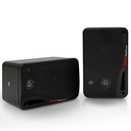 Pyle Surround Bluetooth Waterproof Home Speaker, Set of 2, Black (PDWR42BBT)