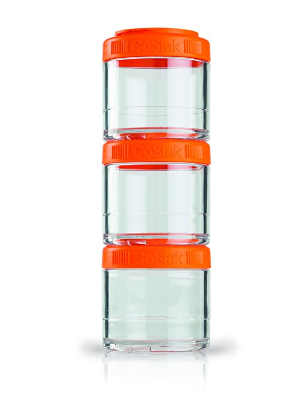 BlenderBottle GoStak Twist n' Lock Storage Jars, 100cc 3-Pak, Orange