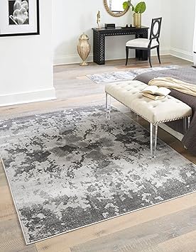 Unique Loom Metro Collection Area Rug (10' x 14' 1" Rectangle, Light Gray/ Gray)