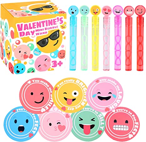 48 Pack Valentines Day Gifts for Kids,Mini Bubble Wands with Valentines Greeting Cards for Kids,Valentine Classroom Exchange Prizes and Gifts Party Favors,Classroom Exchange Gift Set