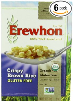 Erewhon Crispy Brown Rice Cereal, Gluten Free, Organic, 10-Ounce Boxes (Pack of 6)