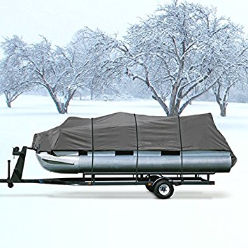 NEH® HEAVY DUTY WATERPROOF GRAY PONTOON COVER FITS LENGTH 20' 21' 22' 23' 24' ' - BEAM WIDTH 102" SUPERIOR TRAILERABLE PONTOON COVERS 600 DENIER INBOARD OUTBOARD PONTOON COVERS
