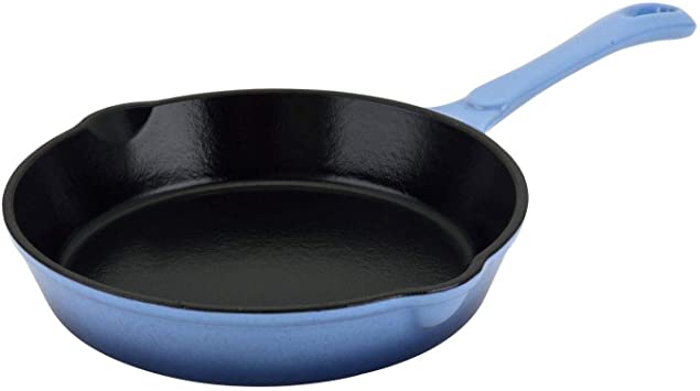 Hamilton Beach 8" Enameled Coated Cast Iron Frying Pan Skillet, Blue