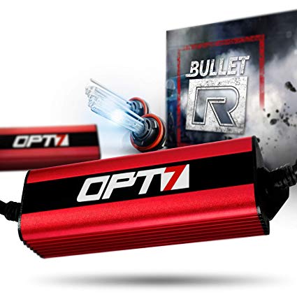 OPT7 Bullet-R H11 H8 H9 HID Kit - 3X Brighter - 4X Longer Life - All Bulb Sizes and Colors - 2 Yr Warranty [8000K Ice Blue Xenon Light]