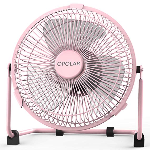 OPOLAR 9 Inch USB Desk Fan, USB Powered ONLY, Enhanced Airflow, Lower Noise, Two Speeds, Perfect Personal Cooling Fan for Home Office Desk-Pink