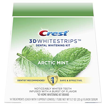 Crest 3D Whitestrips Arctic Mint, Teeth Whitening Kit, 28 Individual Strips (14 Treatments)   1 Tube of Flavor Serum