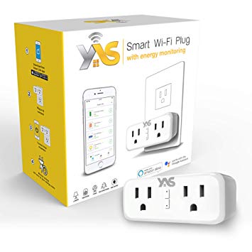 YAS Smart Wi-Fi Plug w/Energy Monitoring (2-in-1) Wireless Connectivity, No Hub Smartphone App Control | Control lights and devices from anywhere | Compatible with Alexa and Google Assistant