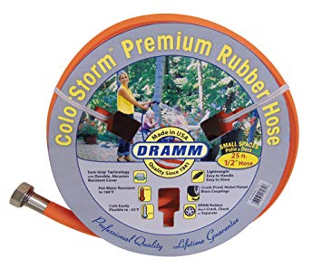 Dramm 17032 ColorStorm Premium Rubber Garden Hose, 1/2" X25', Orange
