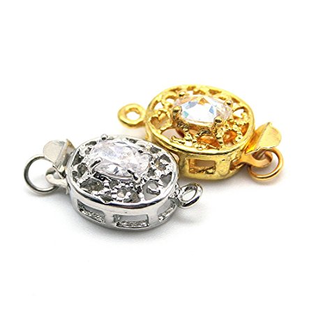 Beautiful Bead Flower 1 Strand Box Clasp for Jewelry Making Gold/Silver 2pcs