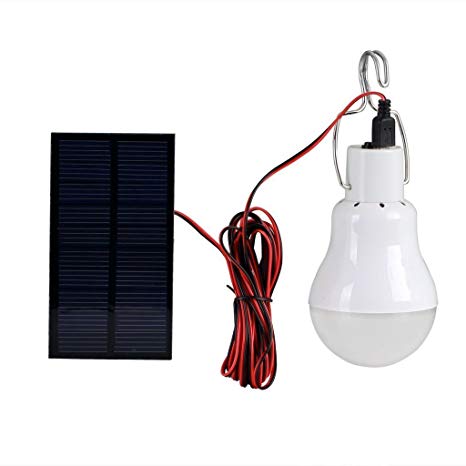 Solar Powered Led Light Bulb Portable Led Solar Lamp Spotlight with 0.8W Solar Panel for Outdoor Hiking Camping Tent Fishing Lighting