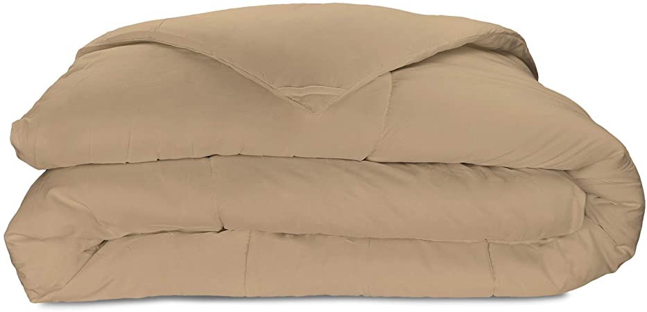 Cosy House Collection Luxury Bamboo Down Alternative Comforter - Plush Microfiber Fill - Machine Washable Duvet Insert - Tan - Full/Queen