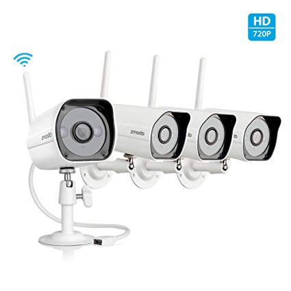 Zmodo 720p HD Outdoor Wireless Camera Day Night Home Security Camera System (4 Pack)