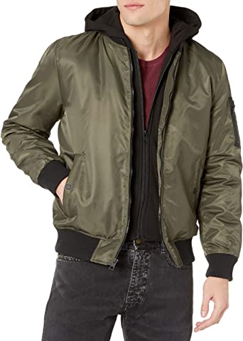 GUESS Men's Hooded Bomber Jacket