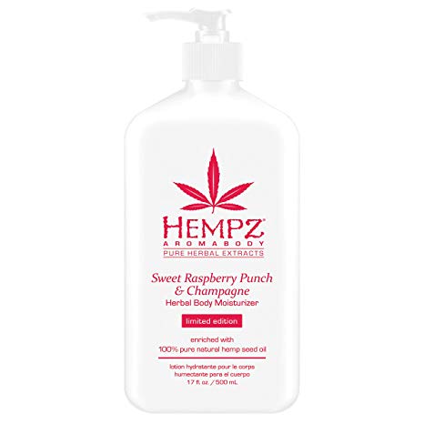 Hempz Aromabody Sweet Raspberry Punch & Champagne Herbal Body Moisturizer, 17 Fl Oz - Skin Care Products for Dry Skin, Daily Hemp Extract Lotion for Women and Men, Paraben-Free Body Cream - Hydrating