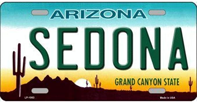 Smart Blonde Sedona Arizona Novelty State Background Vanity Metal License Plate Tag Sign