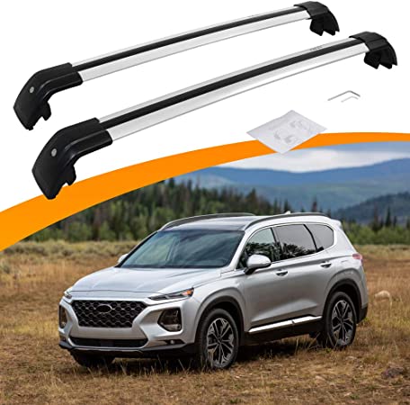 SnailAuto Fit for 2013-2020 Hyundai Santa Fe Silver Lockable Cross Bars Roof Rack Baggage Luggage Carrier