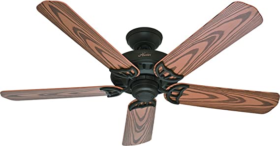 Hunter Fan Company Hunter 53126 Bridgeport 52-inch ETL Damp Listed, New Bronze Ceiling Fan with Five Oak Plastic Blades