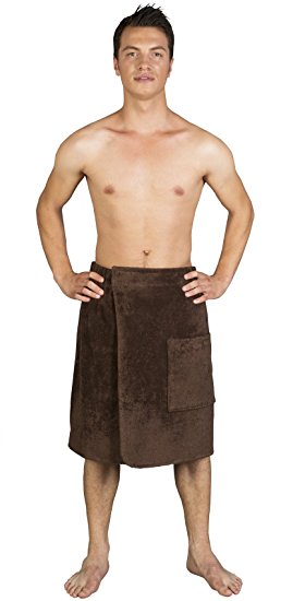 Arus Men's Adjustable Velcro Closure on Waist Turkish Cotton Shower & Bath Wrap