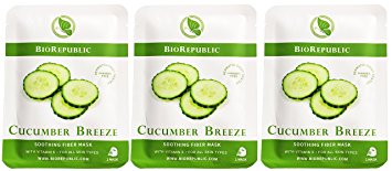 BioRepublic Skincare Cucumber Breeze Soothing Biodegradable Sheet Mask Set of 3