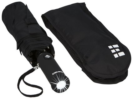 Zero Grid Flashlight Travel Umbrella w Rotating LED Handle Automatic and Compact