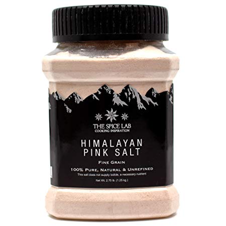 The Spice Lab Pink Himalayan Salt - Fine 2.75 Pound Tub - Gourmet Pure Crystal - Nutrient and Mineral Fortified for Health - Kosher and Natural Certified