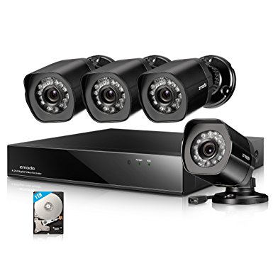 Zmodo Full-HD 1080p 8CH 1TB Security System - (4) Weatherproof Bullet Cameras, 1TB Hard Drive, Night Version up to 65ft