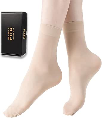 Women's 10-24 Pairs (in Gift Box) Ankle High Sheer Nylon Socks Soft Tight Hosiery with Reinforced Toe