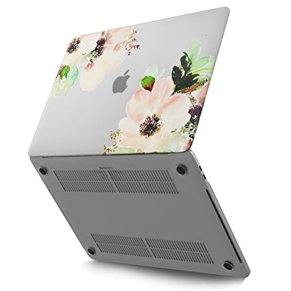 Kuzy - Rubberized Plastic Case for MacBook Pro 13 inch (A1706 & A1708) with/without Touch Bar & Touch ID (NEWEST Release 2017 & 2016) Frosted-Clear - Flowers