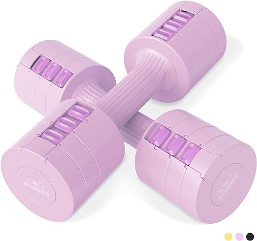 FLYBIRD Dumbbell Sets for Women, 5lbx2 Dumbbells Set at Home, 2lb 3lb 4lb 5lb Fast Adjustable Weight Changing, Easy Storage Light Weights Dumbbells for Home Gym Exercises & Fitness