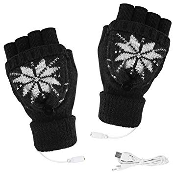 USB Hand Warmers Winter Warm Knit Unisex Women Men USB Heated Gloves Mitten Half and Full Finger Warm Hand Typing Gloves