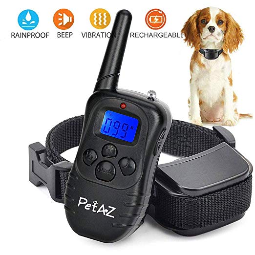 PetAZ Dog Training Collars Electric Dog Shock Collars 330 Yards rang Remote, Rechargeable and Rainproof Beep/Vibration/Shock for Small,Medium,Large Dogs (10-120lbs)…