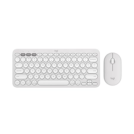 Logitech Pebble 2 Combo, Wireless Keyboard and Mouse, Quiet and Portable, Customisable, Logi Bolt, Bluetooth, Easy-Switch for Windows, macOS, iPadOS, Chrome - Tonal White