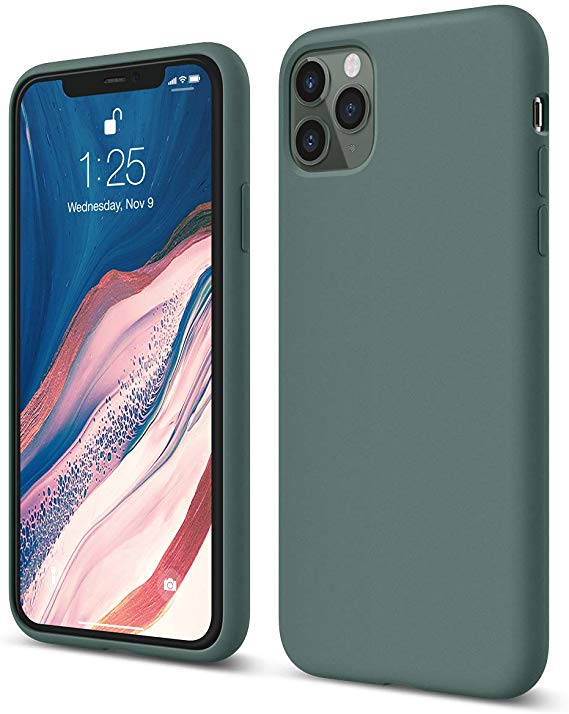 elago iPhone 11 Pro Max Silicone Case |Midnight Green| - Premium Liquid Silicone, Raised Lip (Screen & Camera Protection), 3 Layer Structure, Full Body Protection, Flexible Bottom