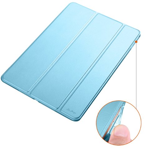 iPad Air 2 Case(iPad 6)-Dyasge Ventilated Folio Cover Case with Soft TPU Bumper for iPad Air 2/iPad 6 Tablet,Sky Blue