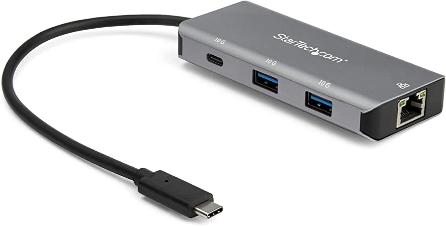 StarTech.com 3-Port USB-C Hub with LAN Port - 10Gbps - 2X USB-A & 1x USB-C (HB31C2A1CGB)