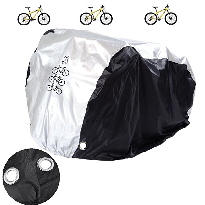 Aiskaer Waterproof Bicycle Cover Outdoor Rain Protector for 3 Bikes-dustproof and Sunscreen.Large Size for 29er Mountain Bike Cover, Electric Bike Cover