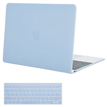 Mosiso Plastic Hard Case with Keyboard Cover for Macbook 12 Inch with Retina Display Model A1534 (Newest Version 2017/2016/2015), Airy Blue