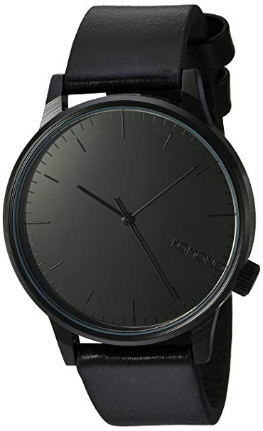 KOMONO 'Winston' Quartz Stainless Steel and Leather Dress Watch, Color:Black (Model: KOM-W2890)