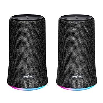 [Stereo-Pack] Soundcore Flare Portable Bluetooth 360° Speaker by Anker, with All-Round Sound, Wireless Stereo Pairing, Enhanced Bass & Ambient LED Light, and IPX7 Waterproof Rating - Black