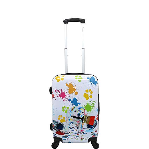 Chariot 20" Lightweight Spinner Carry-on Upright Suitcase Luggage-Painted Dog