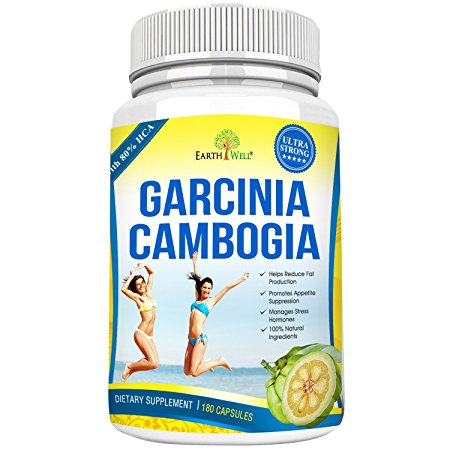 Earthwell Garcinia Cambogia Extract Pure with 80 HCA - Natural Weight Loss Supplement (180 count)