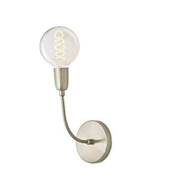 Satin Nickel 1-Light Hardwire Celeste Wall Sconce Lamp Light with Large G40 Vintage Bulb, ETL Listed