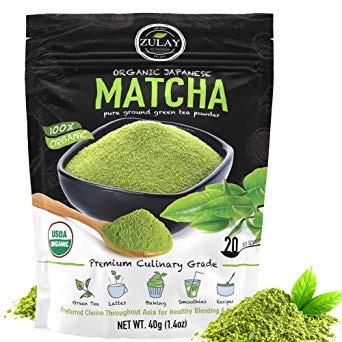 Zulay Organic Matcha Green Tea Powder - USDA Certified, Authentic Japanese Culinary Grade Matcha Tea Powder Perfect for Lattes, Smoothies & Baking - Vegan, GMO Free Matcha Powder (40g starter size)