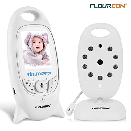 FLOUREON Wireless 2.4 GHz Baby Monitor Digital Video Audio Nanny Security Camera Babyphone with 2.0 inch LCD Screen Monitor Room Temperature Two Way Talk Radio Night Vision