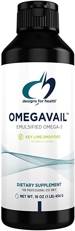 Designs for Health OmegAvail Smoothie - Key Lime TG Fish Oil Emulsion, Triglyceride Fish Oil (29 Servings / 16oz)