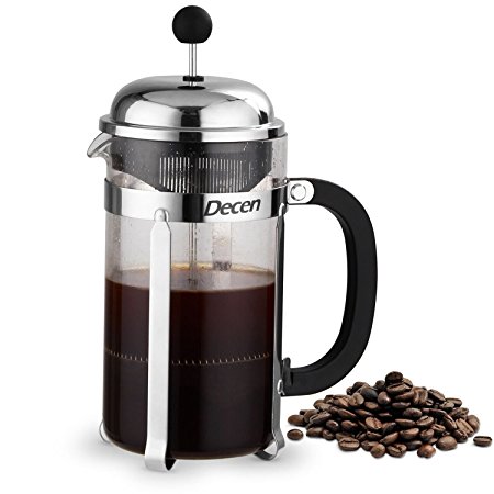 Decen Coffee Tea & Espresso Cafetières French Filter Coffee Press Plunger - 1.0L / 8 Cup