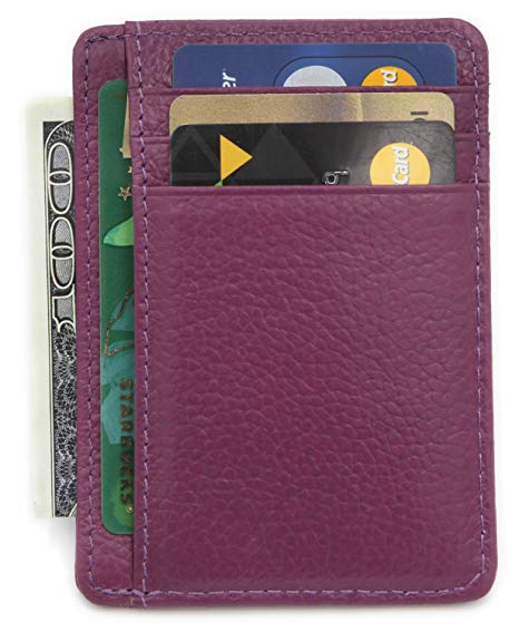 RFID Blocking Wallet - Slim Front Pocket Business Credit Card Holder with ID Window