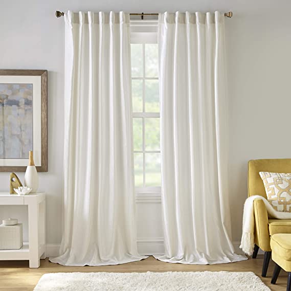 Elrene Home Fashions Carnaby Distressed Velvet Window Curtain Panel, 50" x 84" (1, Ivory