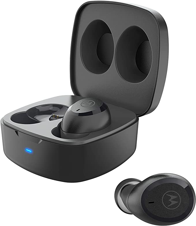 Motorola Moto Buds 100 - True Wireless Bluetooth Earbuds with Microphone – Lightweight, IPX5 Water Resistant, Touch-Control - Comfort Fit and Clear Sound - Includes Micro Charging Case - Black